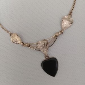 Vintage 12k gf onyx heart necklace